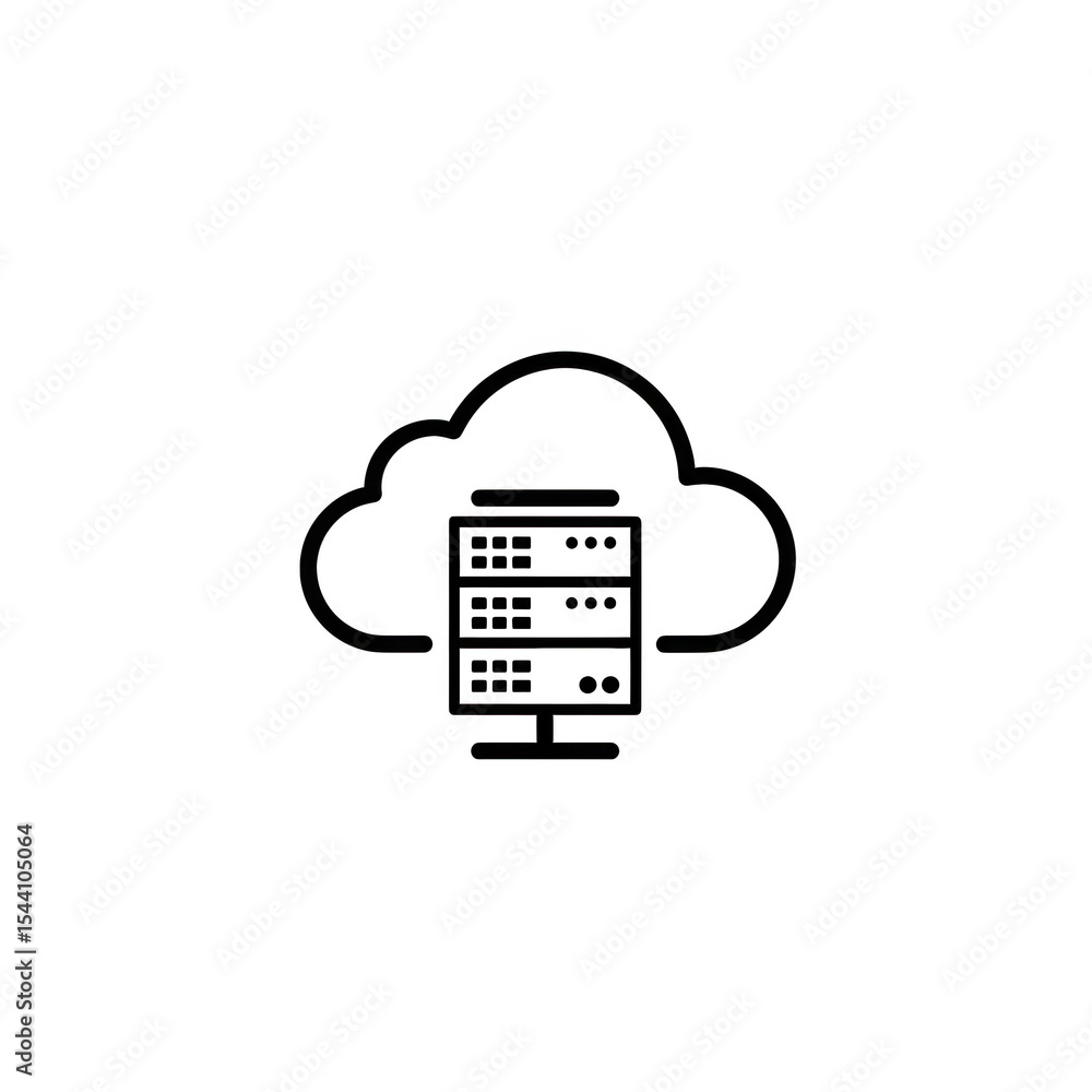 Aufkleber cloud server icon line art design isolated on transparent background