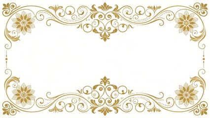 Elegant Gold Floral Frame Design Ornate Border for Invitations, Cards, and More