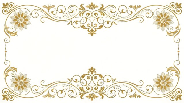 Elegant Gold Floral Frame Design Ornate Border for Invitations, Cards, and More