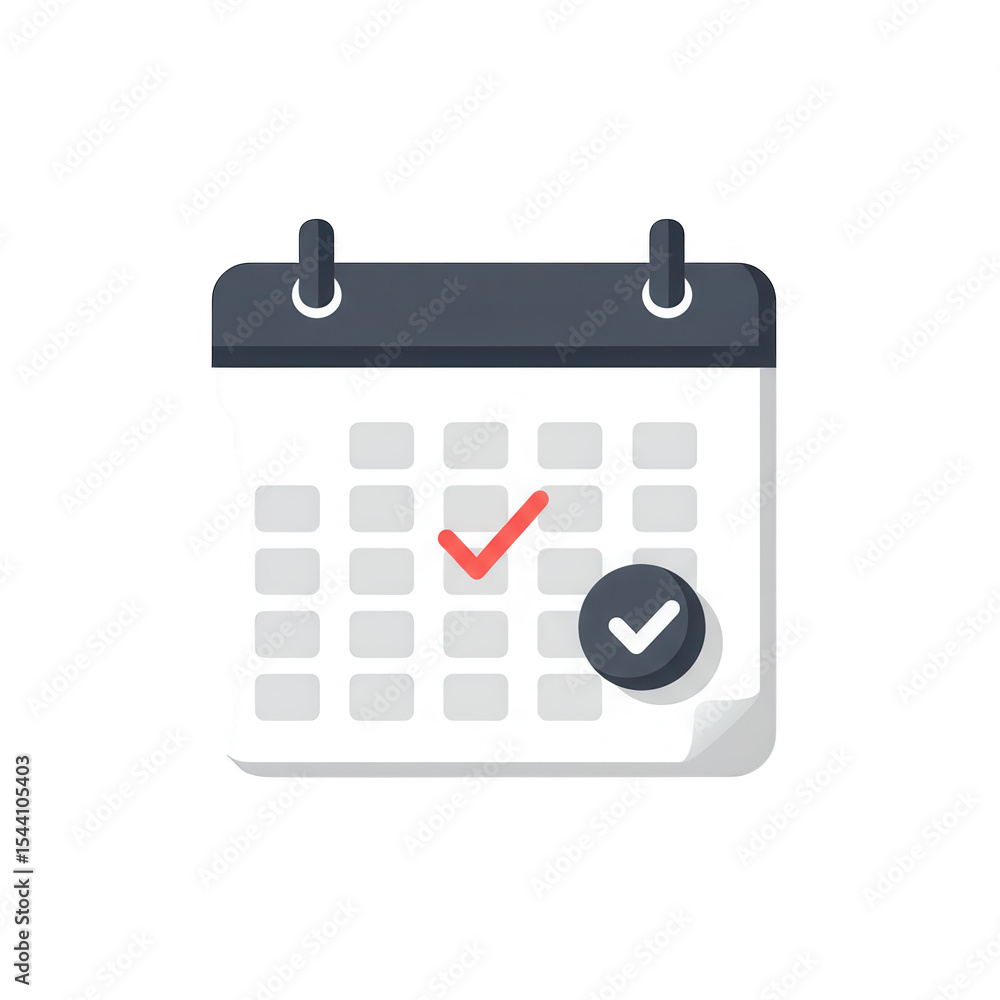 Poster calendar icon with checkmarks isolated on transparent background