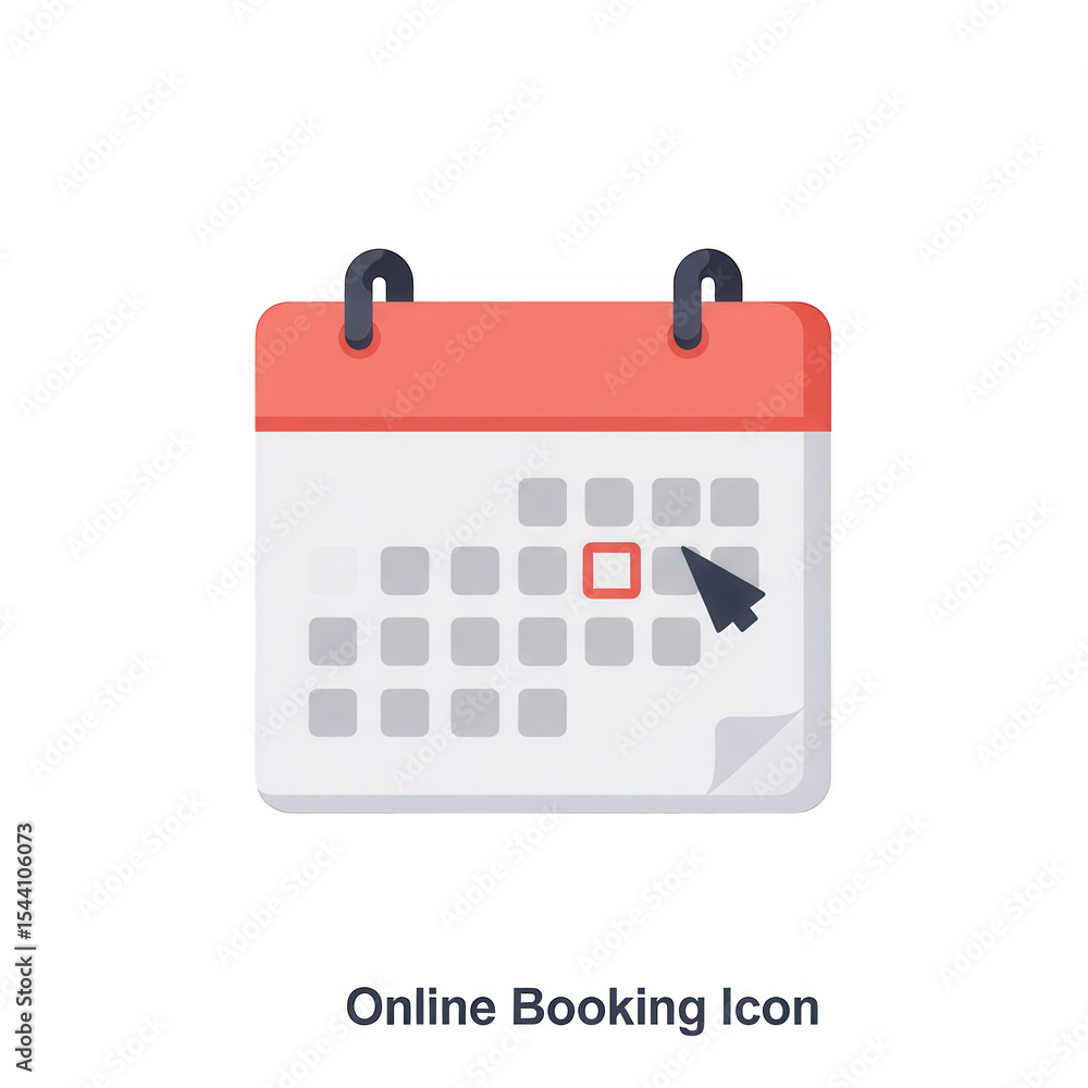 Aufkleber calendar icon with cursor selecting date online booking isolated on transparent background