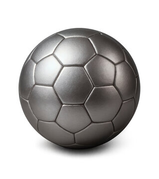 Pelota cromada de color plateado con fondo transparente