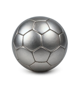 Pelota cromada de color plateado con fondo transparente