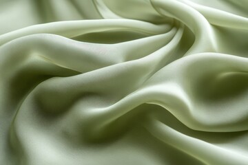 Fototapeta premium Close-up view of flowing sage green fabric.