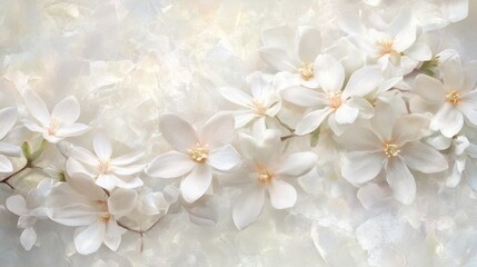 Delicate white magnolia blossoms on a textured surface.