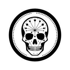 Stylized sugar skull design isolated on white background