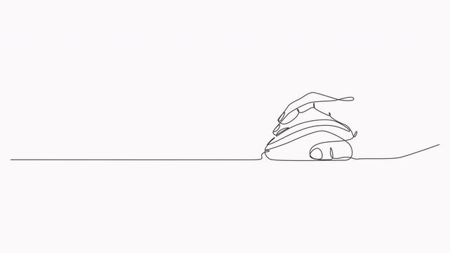 Minimalist continuous line drawing of a hand stacking stones or pebbles elegantly