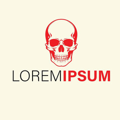 Red skull logo isolated on white background