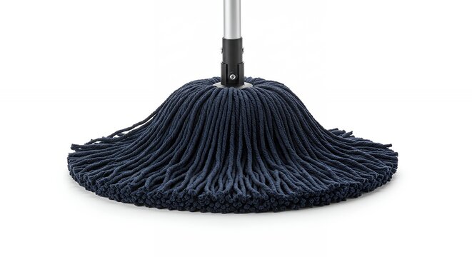 Close up view of dark blue mop head