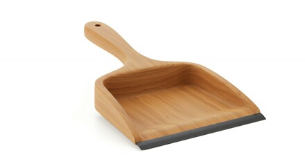Wooden dustpan on white background