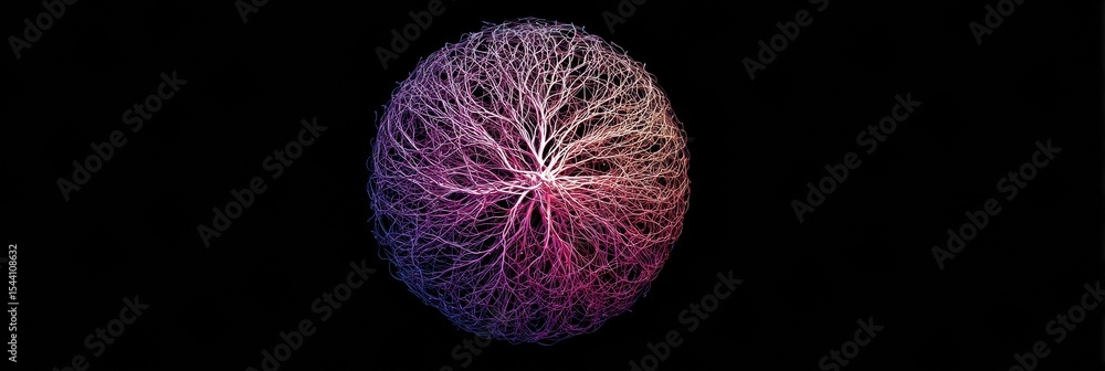 Poster Ball of String Morphs Into Complex Nervous System Structure Depicting Life and Connections in a Clean, Minimalistic Layout