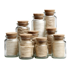 Corktopped Glass Jars Filled with Natural Twine and String