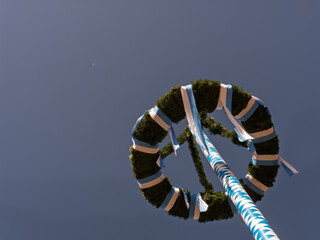 Maypole Celebrations with Blue and White Ribbons
