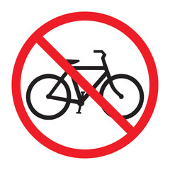 No bicycle allowed symbol vector ilustration on white background. Not allow bicycle sign. No Bicycles prohibited Traffic Sign The red circle prohibiting sing.