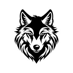 A stylized wolf head is isolated on white background