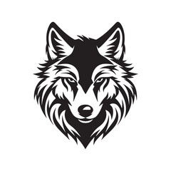 A stylized wolf head is isolated on white background