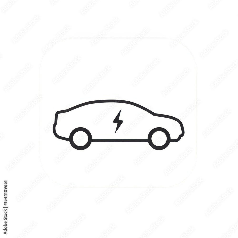 Poster electric car icon in rounded square button isolated on transparent background