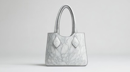 Light gray handbag with marble pattern.
