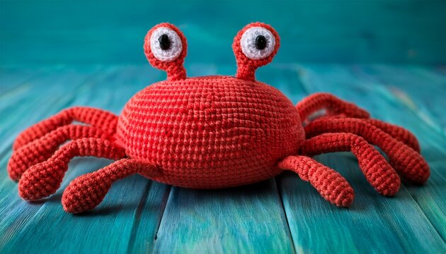 crochet and felt crab plushie toy