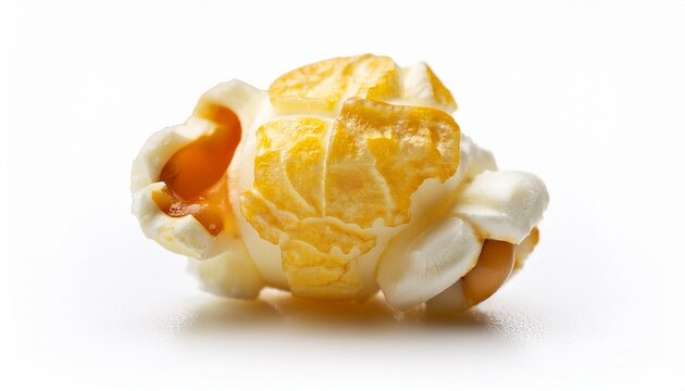 closeup shot of crunchy popcorn on white background single popped corn kernel on white single popcorn close up on clean background popcorn isolated on white single popcorn snack isolated on white