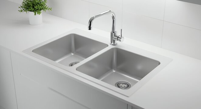Double stainless steel kitchen sink