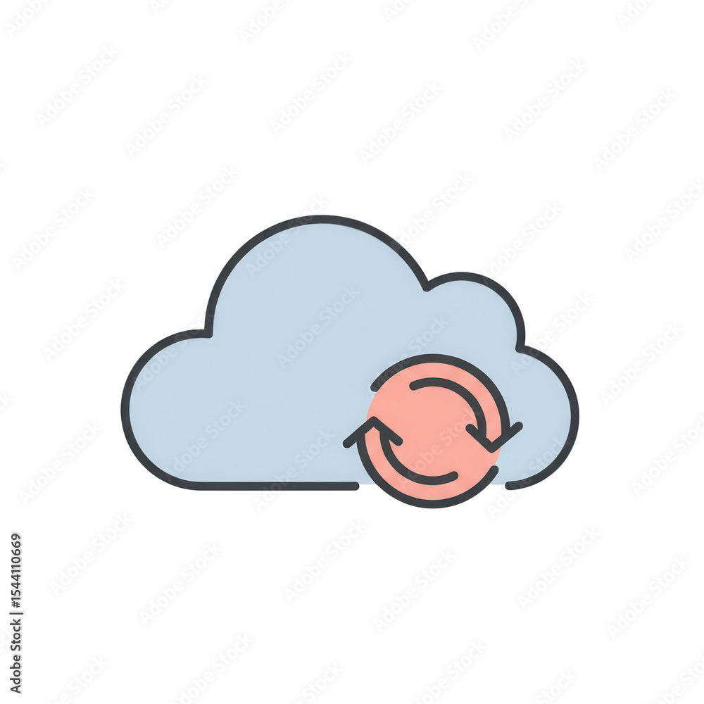 Poster cloud data refresh icon isolated on transparent background