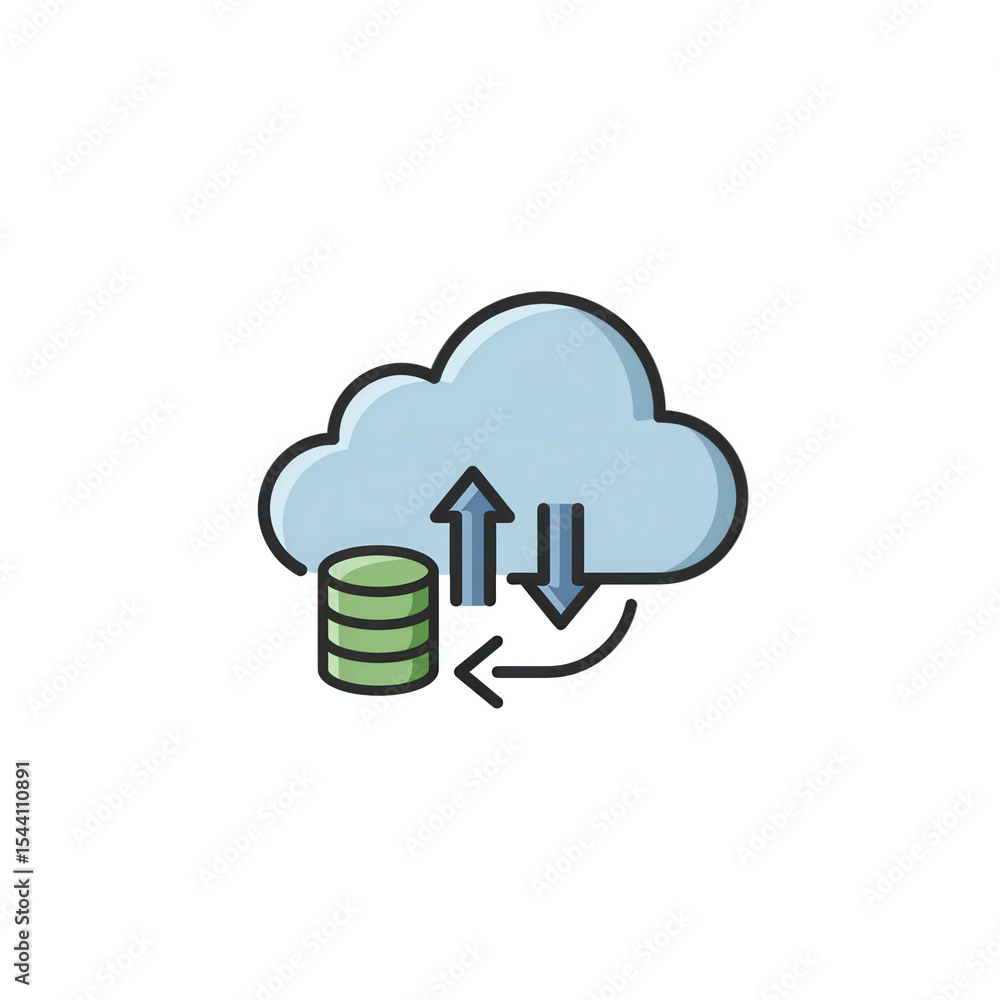 Poster cloud database data transfer icon isolated on transparent background