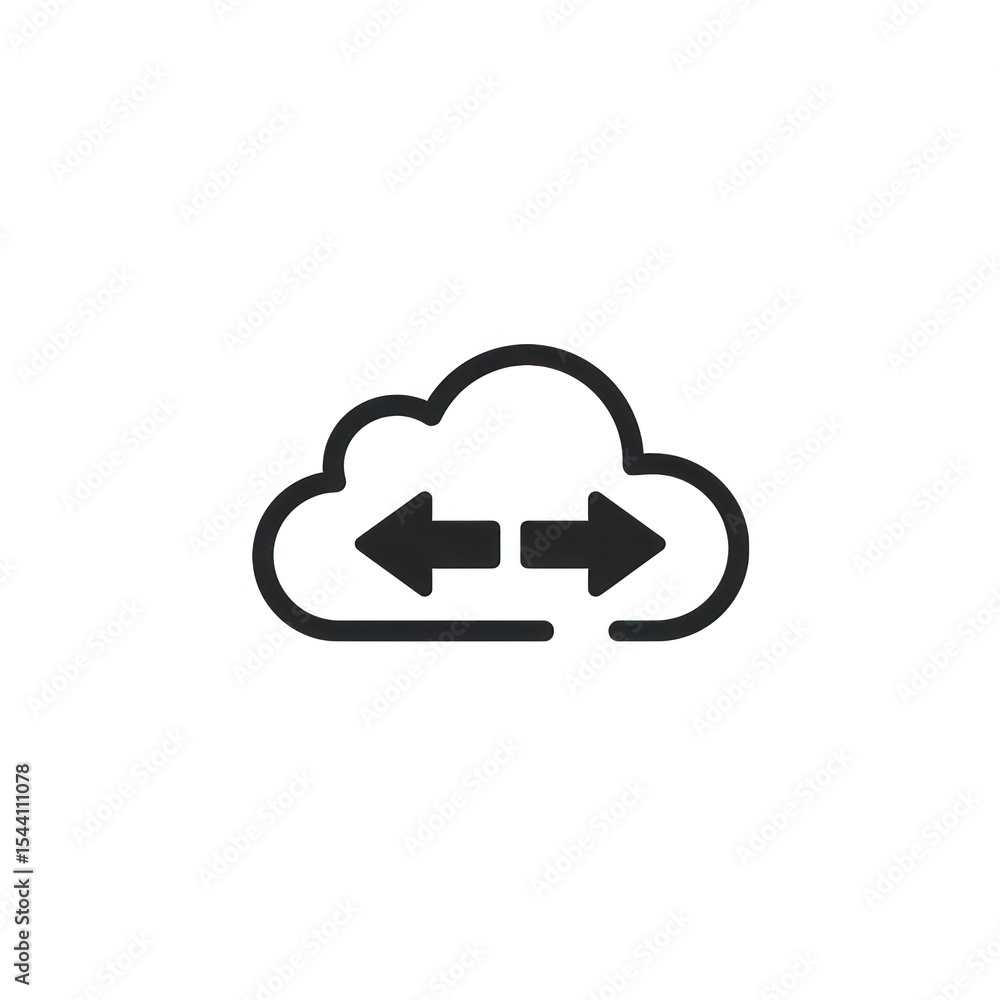 Poster cloud data transfer icon two arrows isolated on transparent background