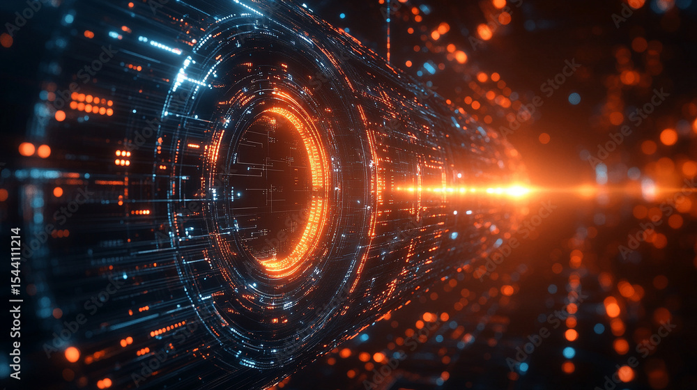 Poster futuristic high-tech background with sleek lines and glowing elements, symbolizing innovation, digit