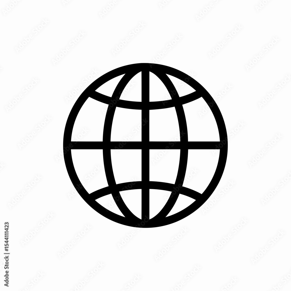 Aufkleber this high-quality vector graphic features a thick black outline minimalist globe icon with horizonta