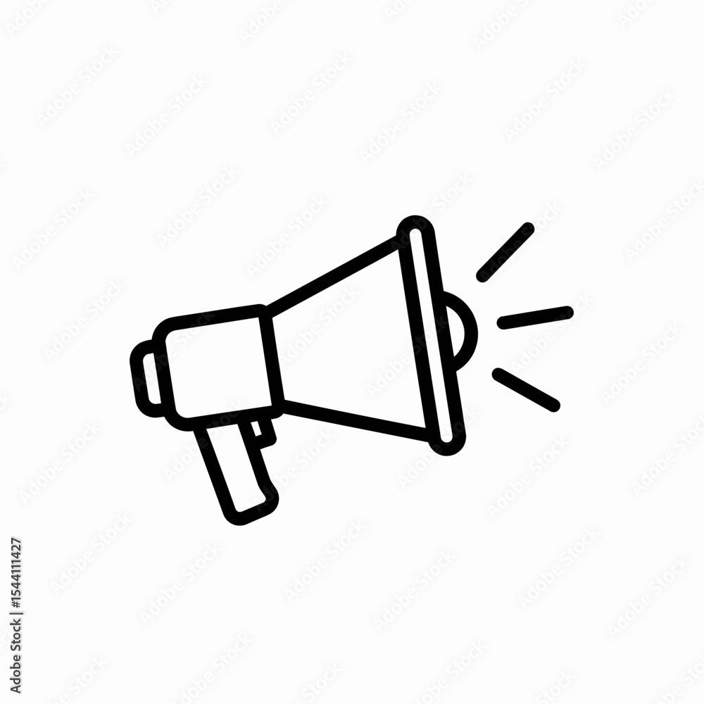 Poster this high-quality vector graphic features a simple speaker icon with thin black lines, a horizontal 