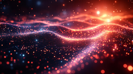 Futuristic high-tech background with sleek lines and glowing elements, symbolizing innovation, digital progress, and technology advancement. Perfect for tech events and presentations. Caption space in