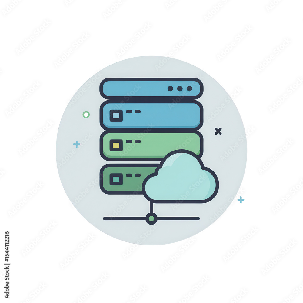 Poster cloud server data storage icon illustration isolated on transparent background