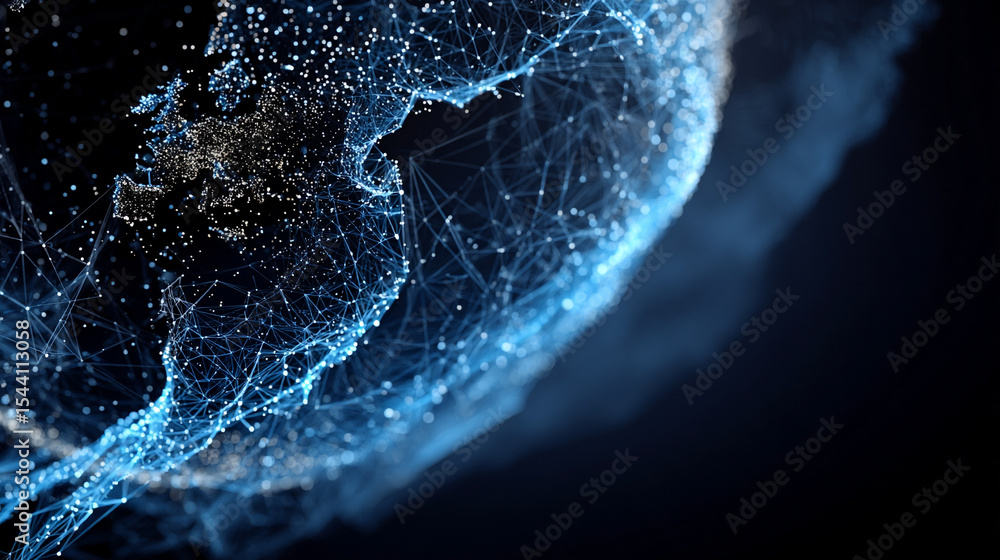 Poster low polyline earth network with connection points and lines, symbolizing global business, technology
