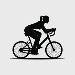 Obraz premium Woman cycling silhouette isolated on white background