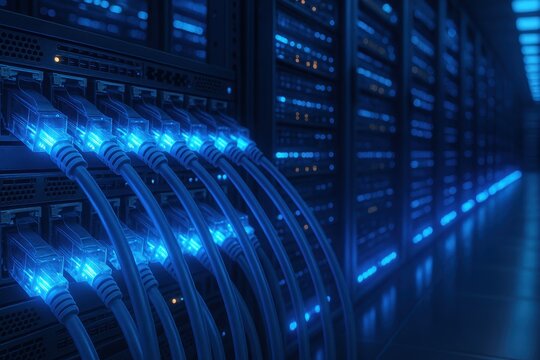 High-speed fiber optic cable infrastructure connecting global data centers with blazing internet connectivity