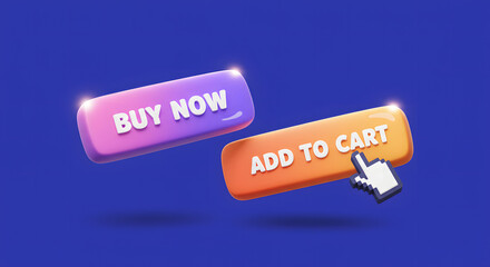 3D Buy Now and Add to Cart Buttons Ecommerce Design Elements