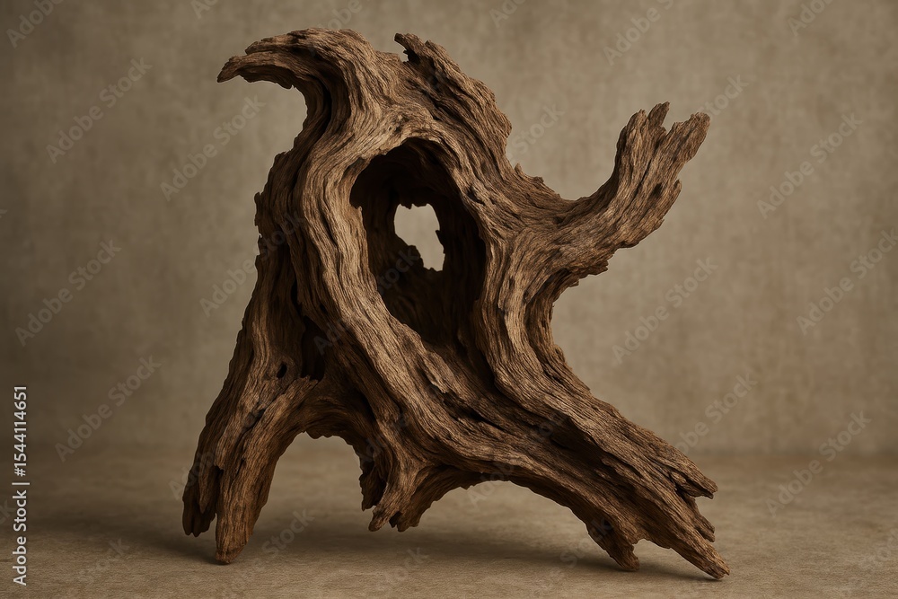 Poster weathered tree branch with intricate bark texture and natural organic patterns isolated for design a