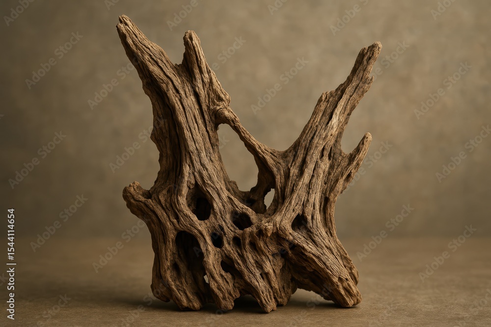 Poster weathered tree branch with intricate bark texture and natural organic patterns isolated for design a