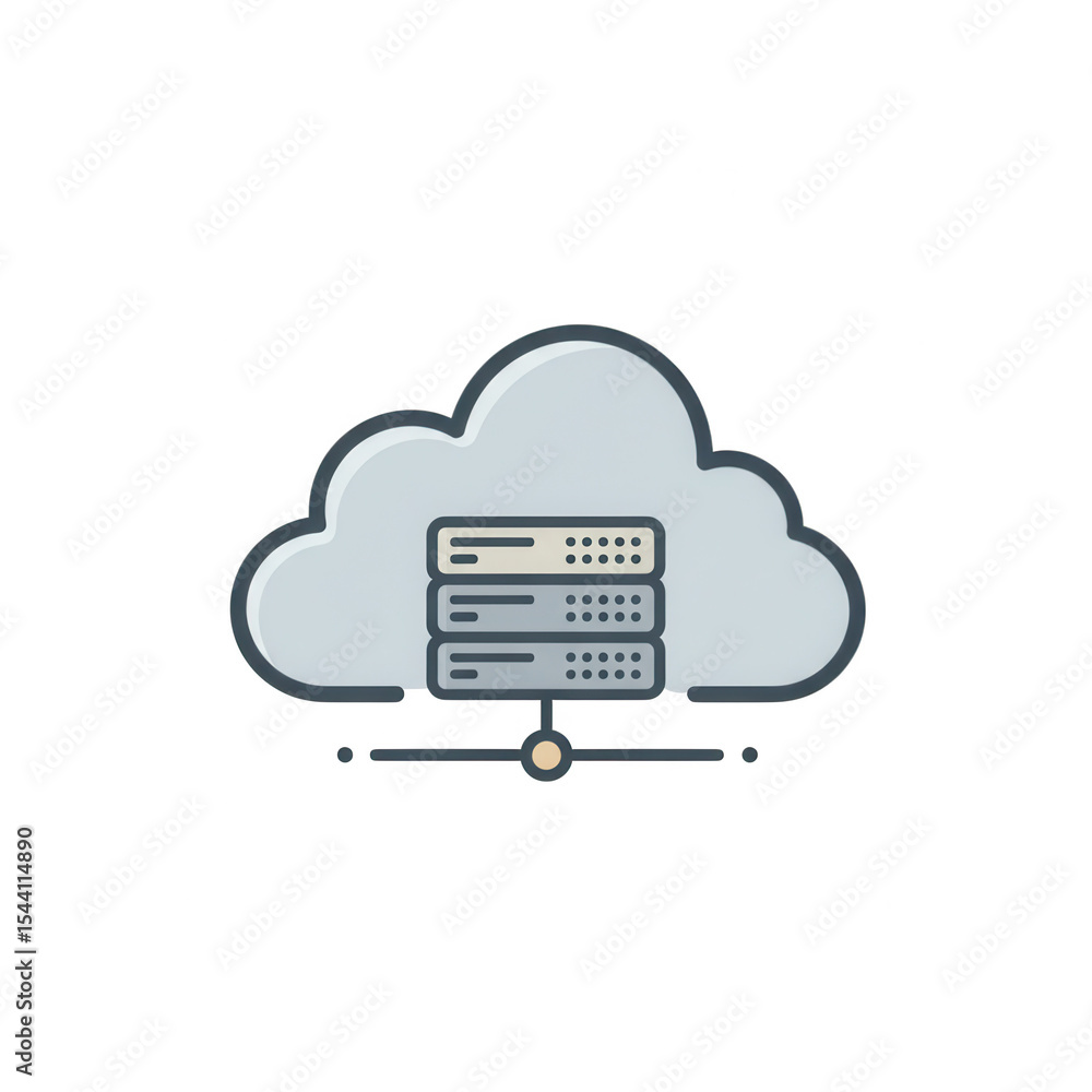Poster cloud server icon database network illustration isolated on transparent background