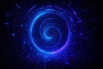 Obraz premium Abstract futuristic time portal with swirling energy vortex and digital particle effects