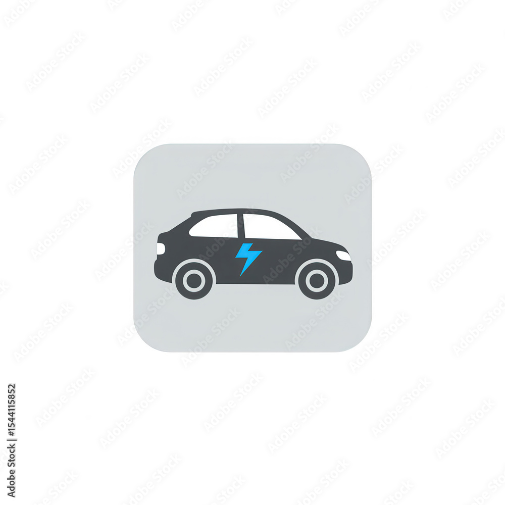Poster electric car icon in rounded square button isolated on transparent background