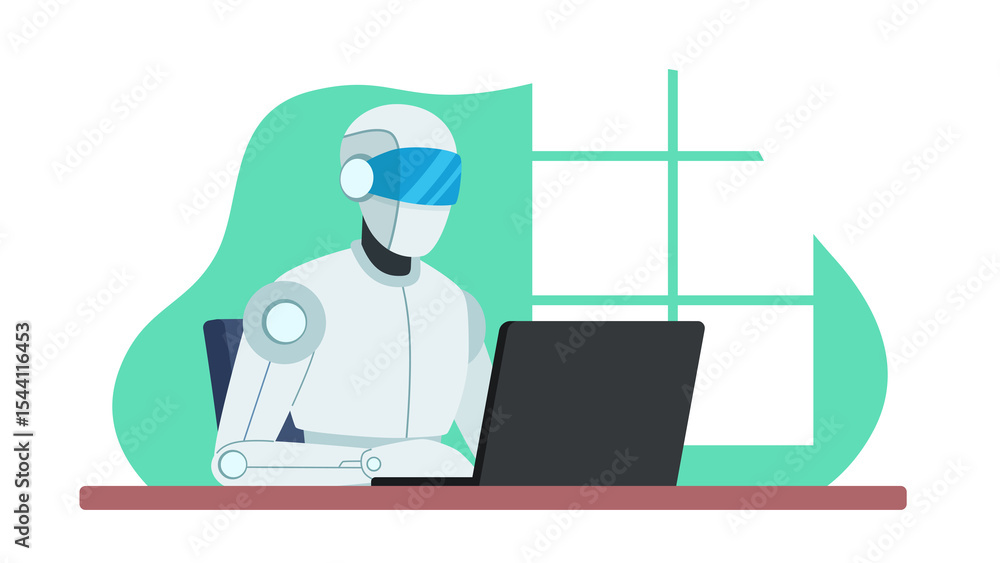 Fototapete illustartion graphics in flat design style. data analysis and problem solving with machine learning.