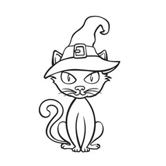 halloween cat vector illustration. Drawing. Line art