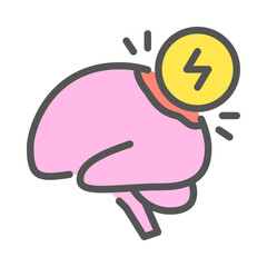stroke filled outline icon. brain disease color line illustration.