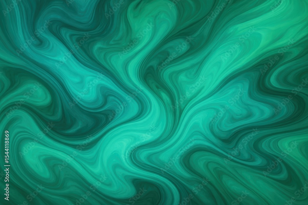 Aufkleber abstract fluid art with turquoise and emerald swirls creating organic flowing patterns