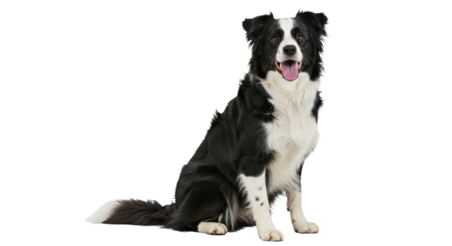 Dog Sitting Calmly on Isolated Background Portrait