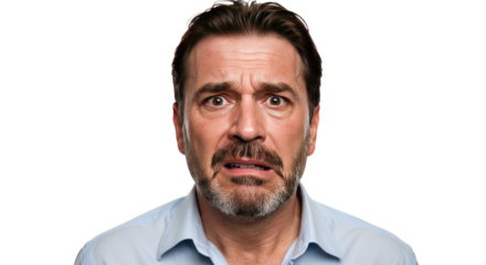 MiddleAged Man with a Confused and Surprised Expression.