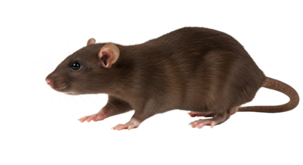 Rat walking on white background in studio shot