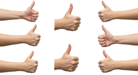 Multiple Human Hands Giving Thumbs Up Isolated.